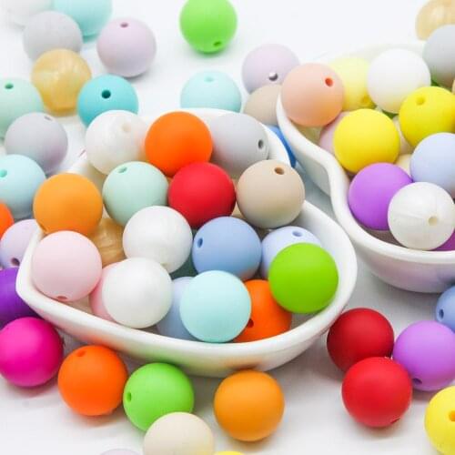 Cute-idea 200pcs 15mm accessories silicone beads BPA free environmentally baby products teether molar Sensory chewing Toy