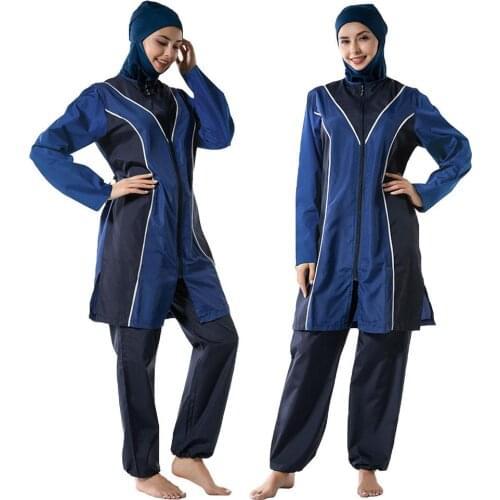 3PCS Muslim Women Swimwear Set Beachwear Burkini Bathing Suit Islamic Modesty Swim Full Cover Swimsuits Conservative Sets Arab
