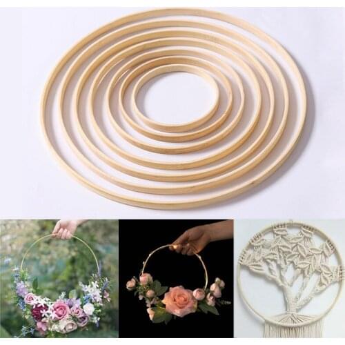 5pcs Home Decor Bamboo Ring Wooden Circle Round Catcher DIY Hoop For Flower Wreath Embroidery hoop Macrame Wedding Garden Decor