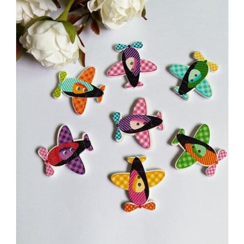 50PCs Vintage Buttons Aircraft Scrapbooking Sewing Accessories DIY for Crafts Decorative Buttons 2Holes 30x31mm