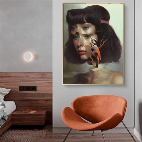 Surrealism Abstract Funny Art of Woman Wall Art Canvas Painting Nordic Posters and Prints Wall Pictures for Living Home Decor
