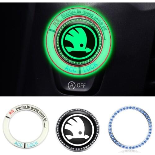 Car One-click Start Button Luminous Sticker for Skoda Octavia 2 A7 Tour RS Fabia Rapid Kodiaq Superb Kamiq Yeti Karoq Decoration