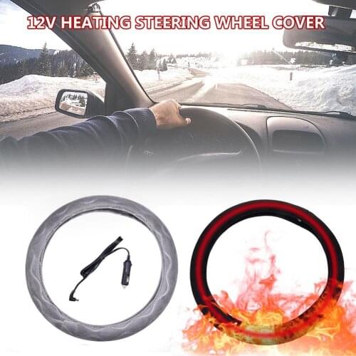 Auto Car Lighter Plug Heated Heating Electric Steering Wheel Covers Warmer Winter Universal Car Furry Steering Covers
