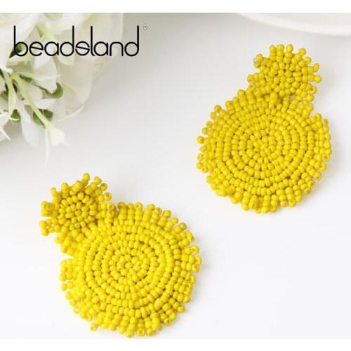 Beadsland Drop Earrings Handmade Colorful Glass Rice Beads Fashion Vintage Woman Girl Party Festival Hot Sell Gift 40316