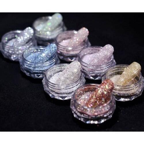 Sparkling Diamond Nail Powder Nail Glitter Dust Fine Shiny Pigment Holographic Super Bright Party Nightclub for Nail Art 8 Q81B