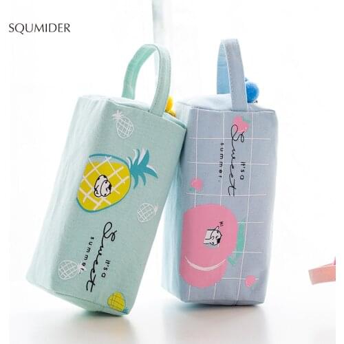 Pencil case hand carry double layer large capacity pencil case girl cute cartoon student with pencil case stationery case