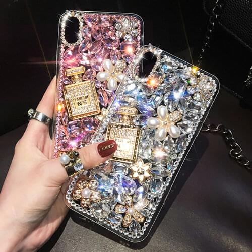Luxury Bling Pearl Crystal Diamond Rhinestone Flower Case for Redmi Note 10 Pro 9 9 Pro 8 Pro 8T Note 8 6 6A 7 7A 8 8A 9 9A 9C