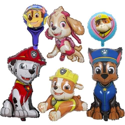 Paw Patrol Foil Balloon Action Figure Chase Skye Rubble Marshall Model Balloons Boys Girls Birthday Party Gift Toys For Childen