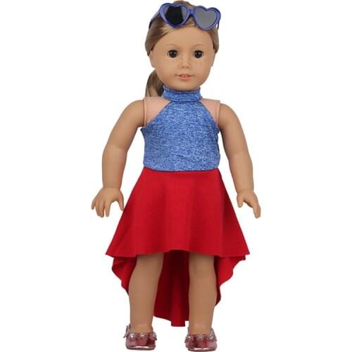 18''American Doll Clothes Set Red Big Wave Skirt For 43 Cm New Baby Born Doll Accessories For Girls Birthday Gift