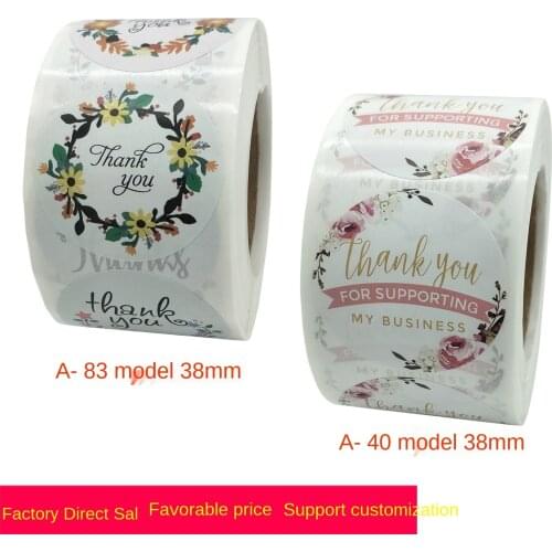 Round seal stickers thank you for handmade crafts decorative flowers roll label