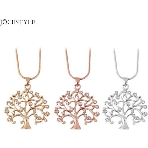 Hot Tree of Life Crystal Small Pendant Necklace Tree Pendant Clavicle Chain Charm Elegant Women Jewelry Gifts Dropshipping