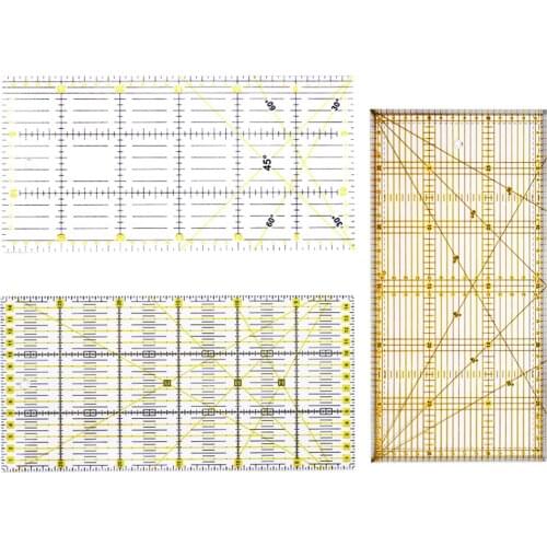 Quilting Ruler Acrylic Patchwork Cloth Ruler with Color Grid Line for Sewing Measuring Tools Cutting Quilting Sewing DIY Crafts