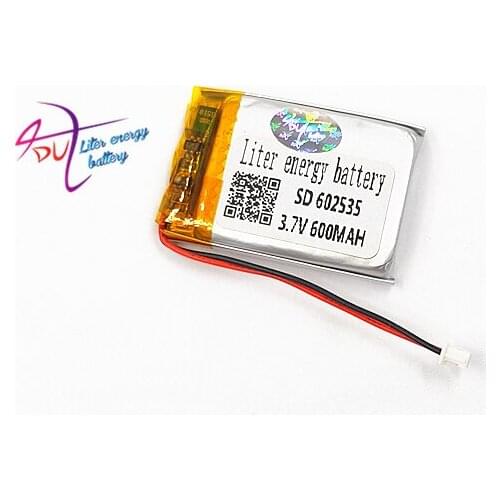 JST 1.25mm 2pin 10 x 3.7V 500mAh 602535 Lithium Polymer LiPo Rechargeable Battery connector For Mp3 GPS bluetooth Camera watch