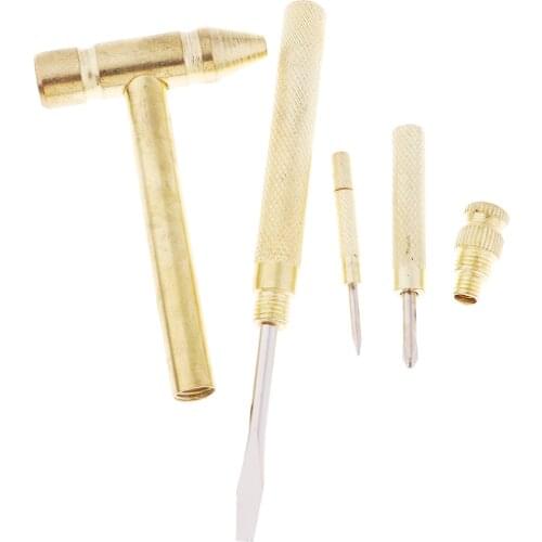 Small Full Metal Brass Hammer Portable Multi Tool - 3Pcs Screwdriver Inside