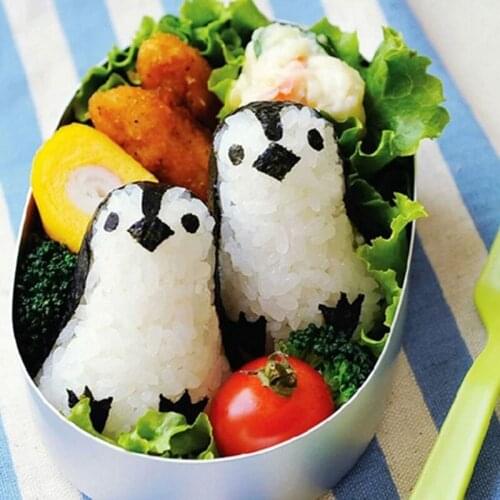 Cute DIY Sushi Maker Mould Sandwich Rice Ball Mold Cute Penguin Bento Cake Kitchen Tool Gifts FBE2
