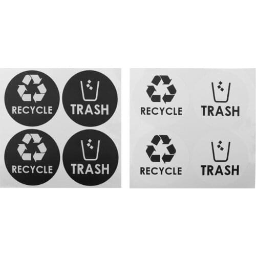 4PCS Trash Bin Stickers Classification Sign Recycle Bin And General Waste Logo Garbage Litter Bucket Can Stickers Universal