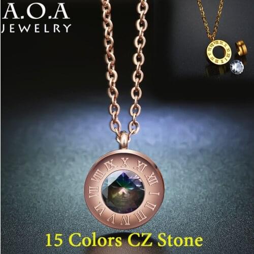 New Interchangeable CZ Stone Necklace Stainless Steel Brand Necklace Birthstone Jewelry For Gift