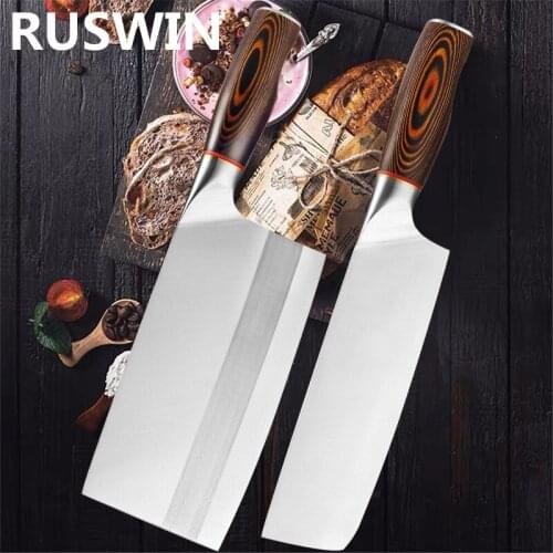 Chinese Kitchen Knife 9CR18 High Carbon Cleaver Durable Chef Slicing Chopping Knife Ultra Sharp Blade Color Wood Handle Knives
