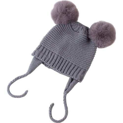 KENSHELLEY Latest Designer Cute Baby Hat High Quality Knitted Solid Color Kids Beanies With Pom Pom