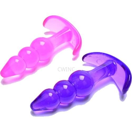 CW0107 10cm Length Silicone Anal Butt Plug With 3 Beads