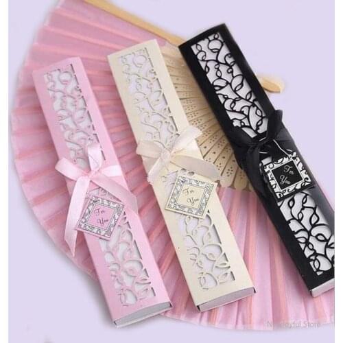 30pcs/lot Custom Folding Fan Personalized Bride & Grooms Name & Date Silk Wedding Dance Hand Fan with Gift Box Party Favors