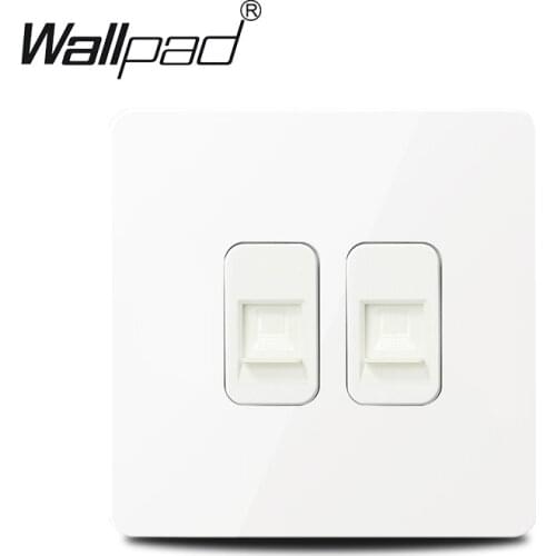 Wallpad White Stainless Steel Frame Double Data Computer Data Socket