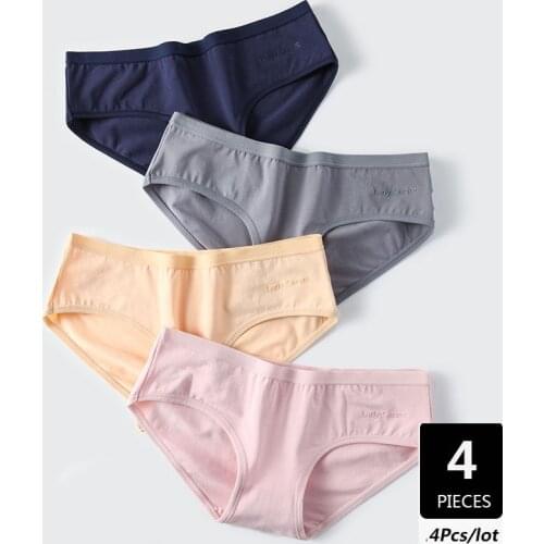 ZJX 4Pcs/lot Womens Cotton Panties Women Underwear Seamless Pants Brands Solid Girls Low Waist Briefs Pure Soft Panty