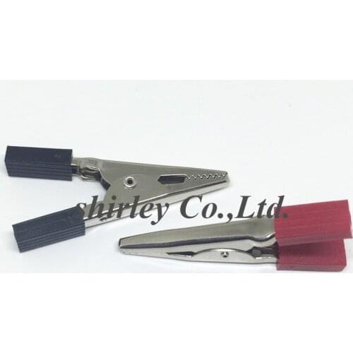 10pcs 45mm Electrical Tool Alligator Clips Battery Clip Crocodile Car Caravan Van Battery Test Lead Clips red and black