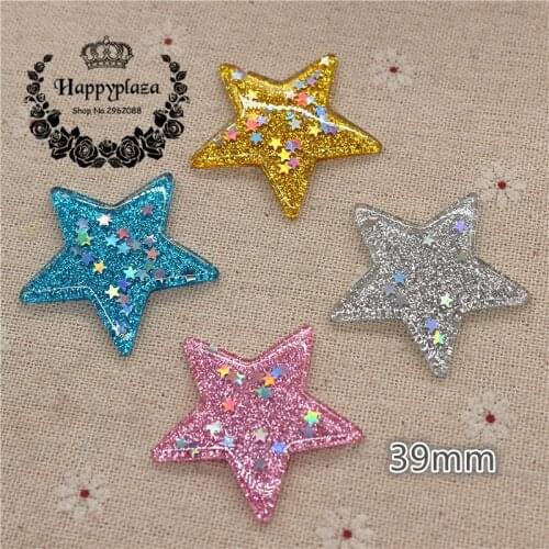 10pcs Kawaii Resin Glitter Five Star Flatback Cabochon Art Supply Decoration Charm Craft DIY Accessories,39mm