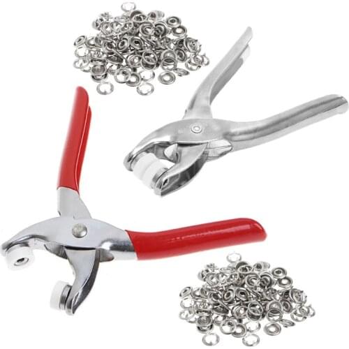 100Pcs 9.5mm Metal Sewing Prong Rings Buttons Press Studs Pliers Snap Craft Fasteners + Clip Pliers DIY Clothes Tool Drop Ship