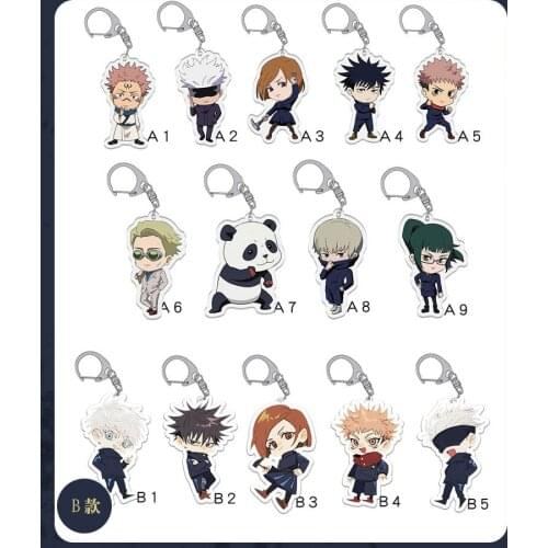 14pcs/lot Jujutsu Kaisen Acrylic Keychain Strap Keyring Fushiguro Megumi Gojo Satoru Toge Original Japanese anime figure