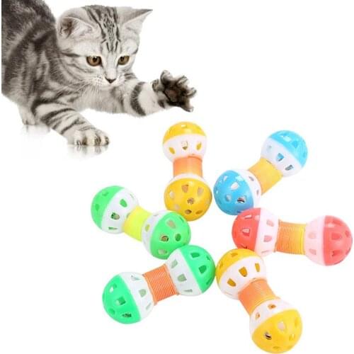 2PCS Funny Plastic Cat Toy with Dumbbell Jingle Cute Dog Cat Training Sound Toy Funny Small Pet Scratching Toy игрушки для кошек