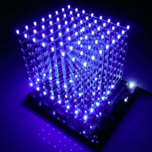 3d Led Cube 8x8x8 Light New Items PCB Board Novelty News Blue Squared DIY Kit 3mm