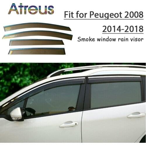 Atreus 1set ABS For 2018 2017 2016 2015 2014 Peugeot 2008 Accessories Car Vent Sun Deflectors Guard Smoke Window Rain Visor