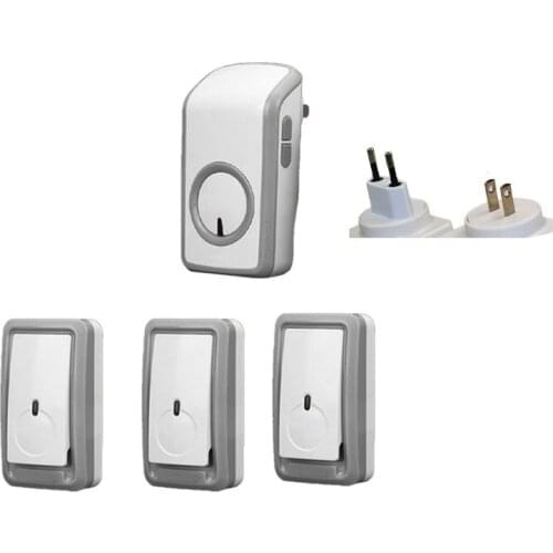 Euro/US plug 3 emitters+1 receiver wireless doorbell Waterproof 380 Meter door chime 48 melodies door ring digital signal ring