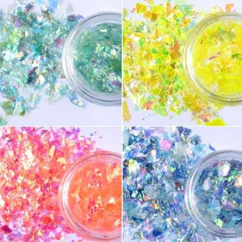 12 Colors Manicure Shell Cellophane Colorful Candy Aurora Papers Hard Epoxy Filling Nail Polish Adhesive Nail Decoration