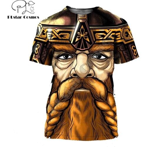 For Hot summer T-shirt Medieval Viking warrior 3D Printing Men Summer Harajuku Casual short Sleeve Tee shirts Unisex tops TX-37