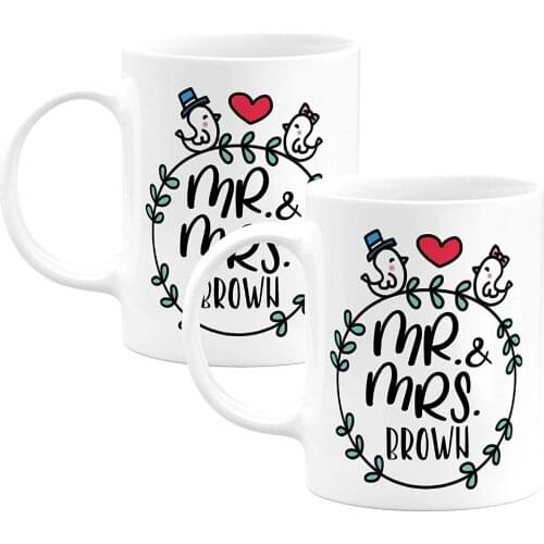 Mr and Mrs Couple Matching Coffee Mug Gifts with Your Name Different Designs - Wedding Favors, Christmas Gifts, Bridesmaid Gifts