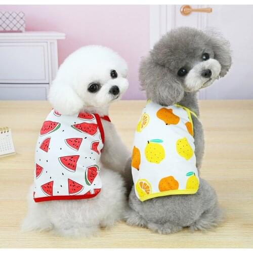 HOKERBAT Summer Dog Clothes For Small Dogs Cute Fruit Printed Sling Vest Pet Puppy Clothing Pet Cat Cotton T-Shirt Pug Apparel
