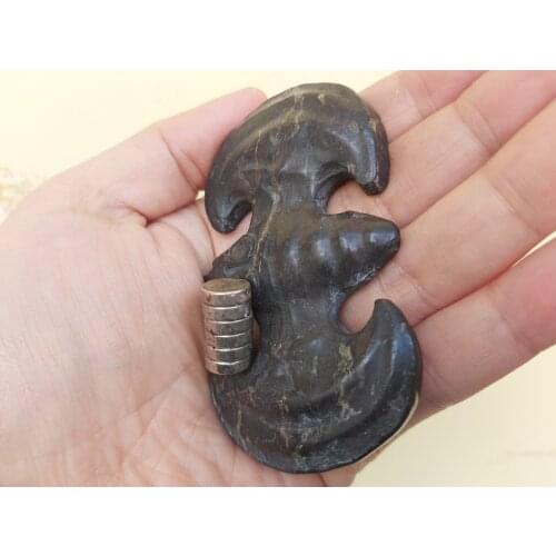 Chinese antique real stone jade Hongshan Culture antique Meteorite Jewelry pendant fossil iron magnet Bat mystery Devil status