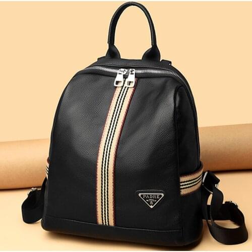 Fashion Leather School Backpack for Women 2021 High Quality Black Travel Bagpacks Large Capacity Back Pack Mochilas Para Mujer