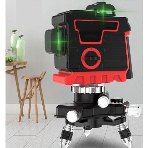 Powerful Green Laser Level 3D 12 Line Osram with Bracket 635nm Indoor Outdoor Slash Horizontal Vertical Higher Visibility