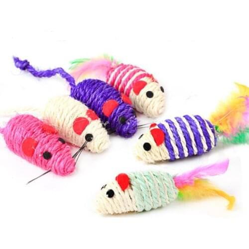 Mice Cat Toys Cute Fun Sisal Mouse Cat Toy Cat Chew Interactive Toys Pet Rope Mouse Toy Playing Toy Kitten Teaser Toys SN805