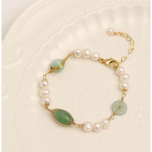 New Natural Freshwater Baroque Pearl Fashion Simple Bracelet For Women Wedding Party Gift Eco Brass Endding with 14k Real Gold