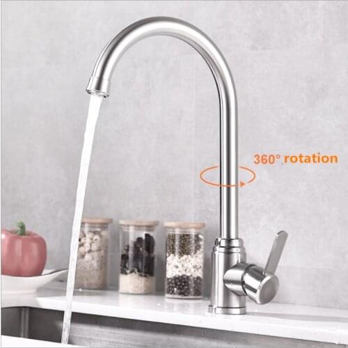 New 304 Stainless Steel Wash Basin Hot And Cold Water Mix Faucet 360 ° Rotating Kitchen Sink Tap Vertical Type Bibcock