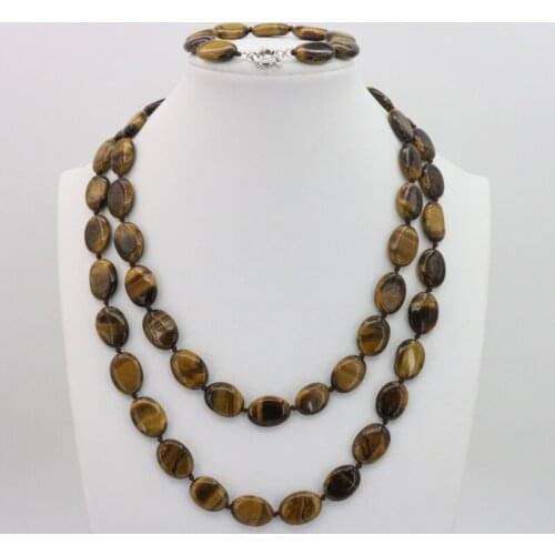 Tiger stone oval shape 13X18mm beads necklace 50 inch bracelet 7.5 inch fashion jewelry design wholesale and retail