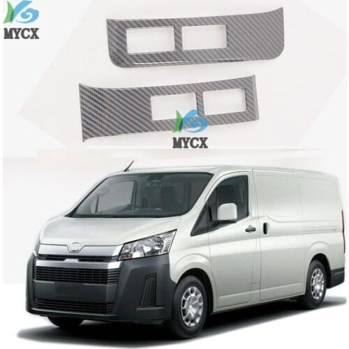 For Toyota HiAce Granvia Commuter 2019 2020 Front Dashboard Strip Frame Cover Trim Interior Accessories ABS Carbon Fiber