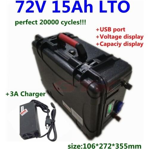 Portable 20000 cycles LTO 72V 15Ah Lithium Titanate Battery 2.4v LTO cells with BMS for ebike scooter backup power +3A Charger