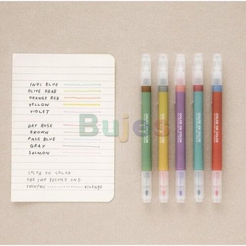 Live Work Retro Color Double Headed Pen, Oily Marker, Painting Line Drawing Pen, 5 Pieces In 10 Colors, Marker Pen,Art Supplies