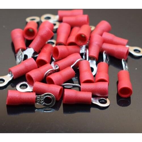 RV1.25-4 Red Ring Insulated Wire Connector Electrical Crimp Terminal RV1.25-4 Cable Wire Connector 100PCS RV1-4 RV